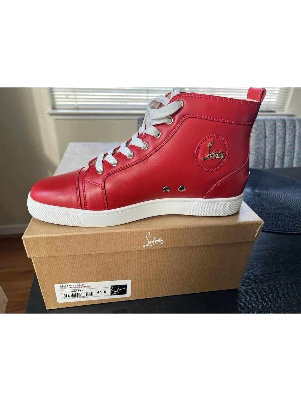 Christian Louboutin Louis Flat Calf Rouge de Mars Sneakers Size 41.5 Excellent